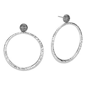 JOHN HARDY Classic Chain Hammered Round Earrings in Sterling Silver